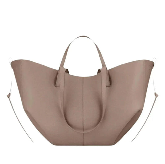 Mara | Taupe Skinn Toteveske i Oversized Design