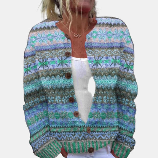Adelina | Trykt Blå Cardigan