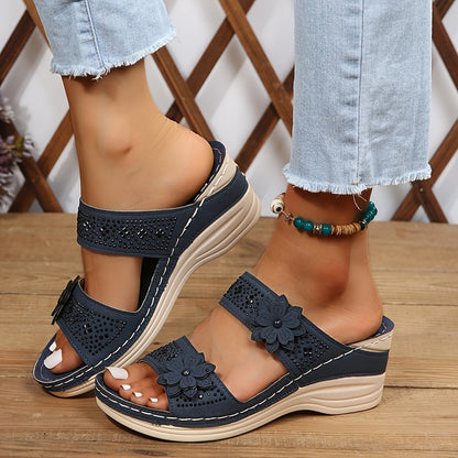 Delor Floral Wedge Slides