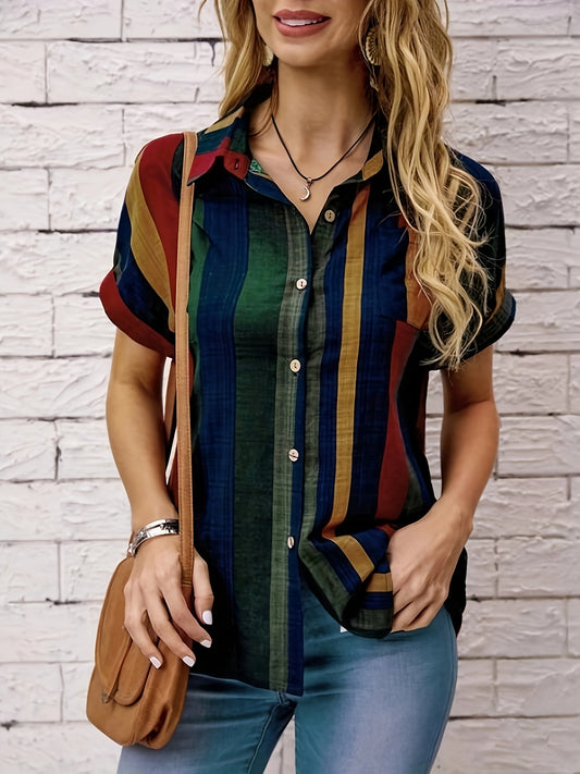 Lovaine | Stripet skjortebluse i retrostil