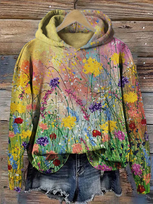 Ester | Blomster oljemaleri kunst koselig hettegenser