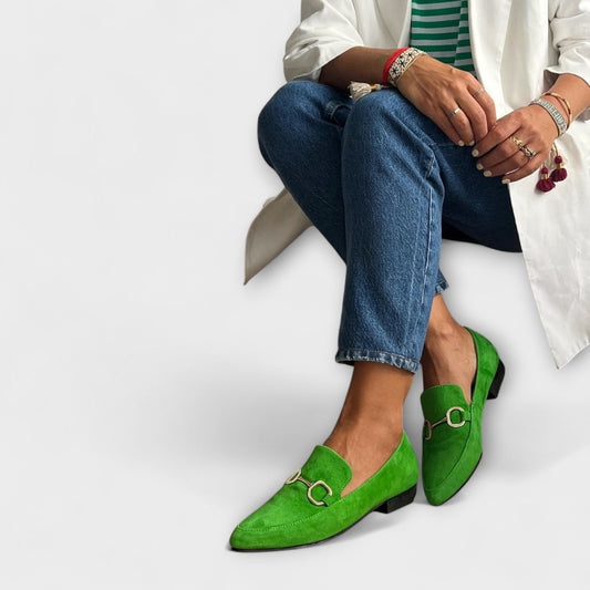 Florence | Klassiske semskede loafers med metallspenne