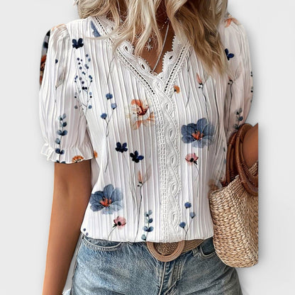Thyra | Tidlause Bluse med V-hals