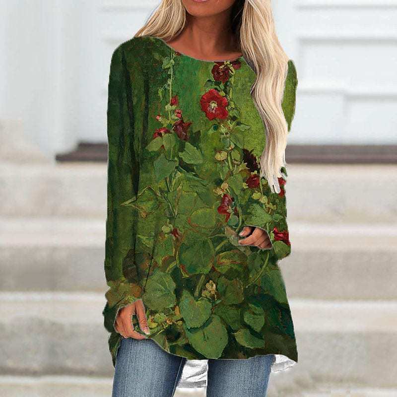 Ingfrid | Dame tank topp med knappeslisser og kunstnerisk trykk