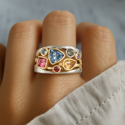 Évadne | Vintage Ring med Bunter Zirkonia
