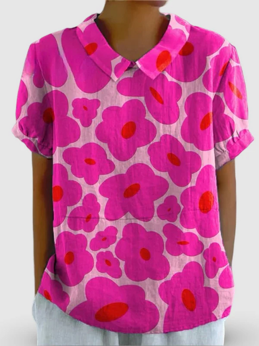 Yngvild | Lekende blomstret bluse med krage