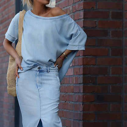 Ljosfrida | Off Shoulder Denim Sett
