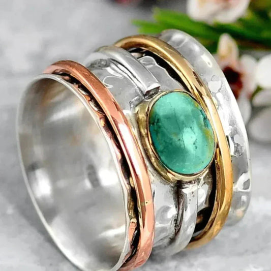 Denise – Vintage Gull & Sølv Turkis Ring